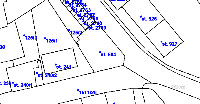Parcela st. 504 v KÚ Prachatice, Katastrální mapa