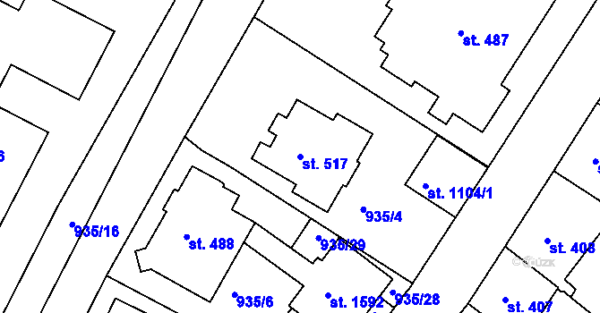 Parcela st. 517 v KÚ Prachatice, Katastrální mapa