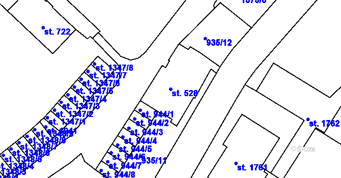 Parcela st. 528 v KÚ Prachatice, Katastrální mapa