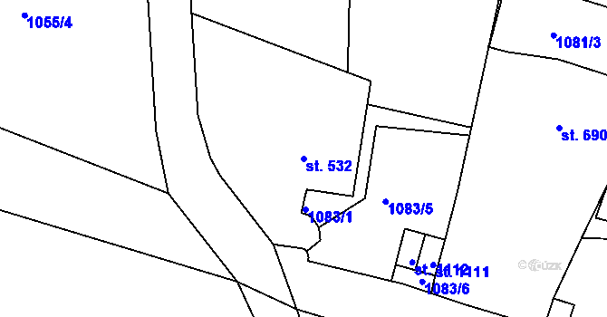 Parcela st. 532 v KÚ Prachatice, Katastrální mapa