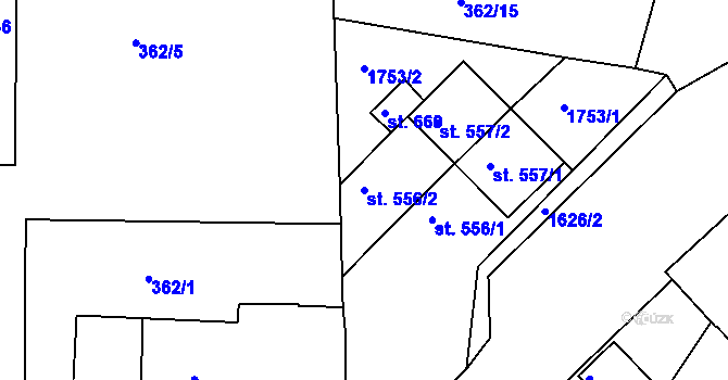 Parcela st. 556/2 v KÚ Prachatice, Katastrální mapa