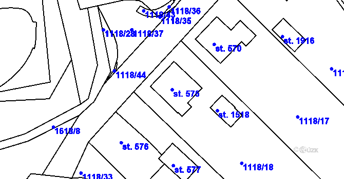 Parcela st. 575 v KÚ Prachatice, Katastrální mapa