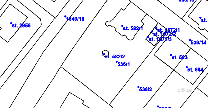 Parcela st. 582/2 v KÚ Prachatice, Katastrální mapa