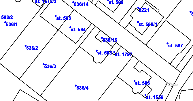 Parcela st. 585 v KÚ Prachatice, Katastrální mapa