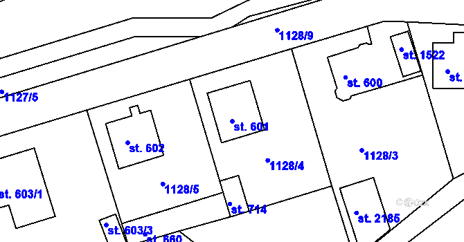 Parcela st. 601 v KÚ Prachatice, Katastrální mapa