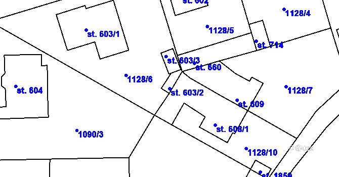 Parcela st. 603/2 v KÚ Prachatice, Katastrální mapa