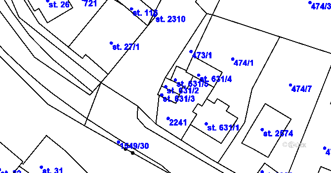 Parcela st. 631/2 v KÚ Prachatice, Katastrální mapa