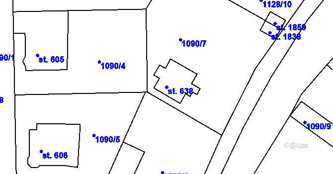 Parcela st. 638 v KÚ Prachatice, Katastrální mapa