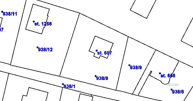 Parcela st. 657 v KÚ Prachatice, Katastrální mapa