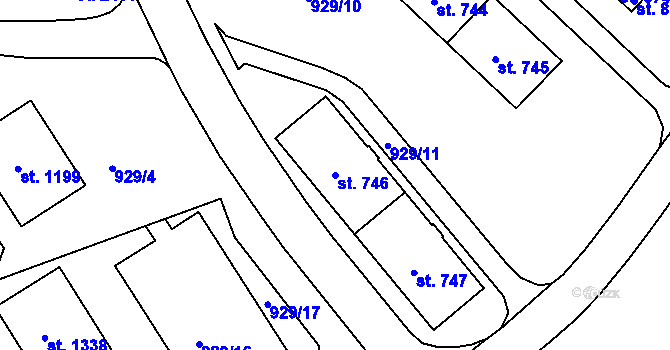 Parcela st. 746 v KÚ Prachatice, Katastrální mapa