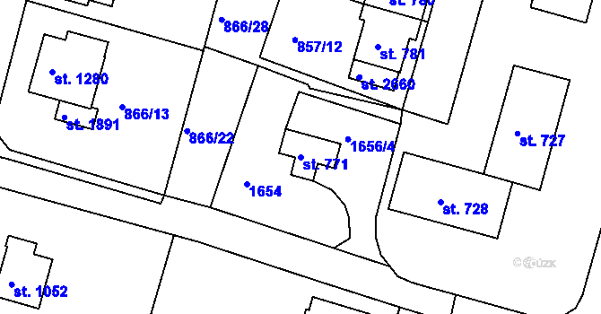 Parcela st. 771 v KÚ Prachatice, Katastrální mapa