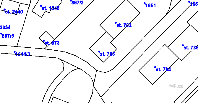 Parcela st. 783 v KÚ Prachatice, Katastrální mapa
