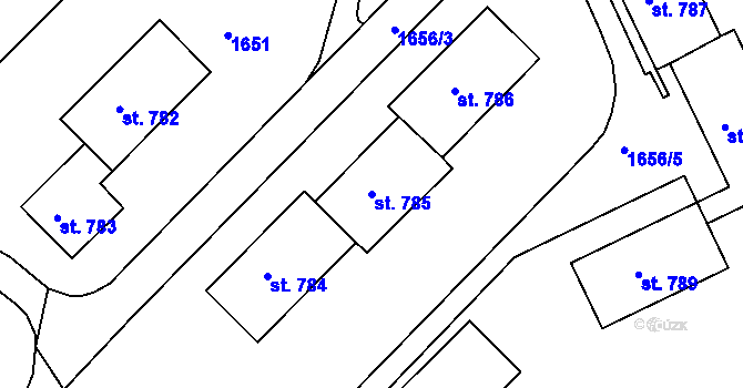 Parcela st. 785 v KÚ Prachatice, Katastrální mapa