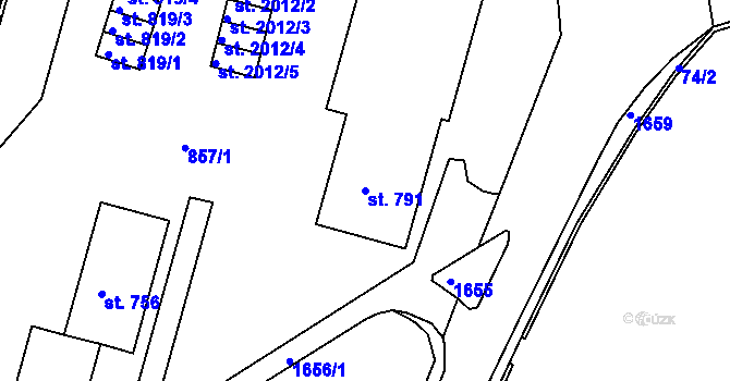 Parcela st. 791 v KÚ Prachatice, Katastrální mapa
