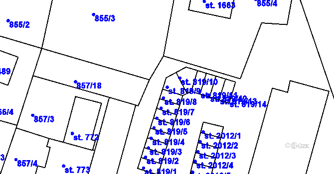 Parcela st. 819/9 v KÚ Prachatice, Katastrální mapa