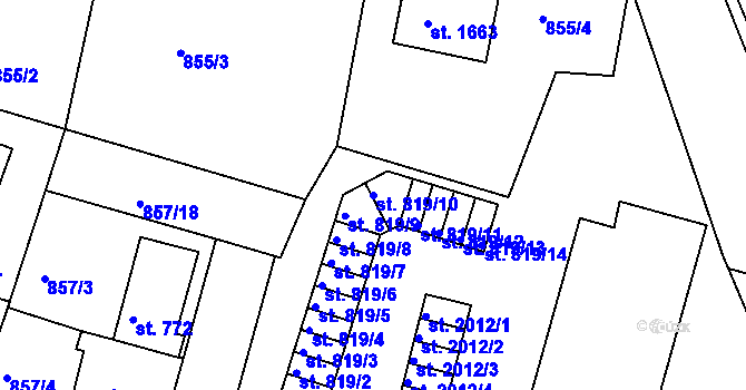 Parcela st. 819/10 v KÚ Prachatice, Katastrální mapa