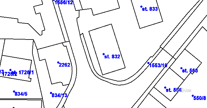 Parcela st. 832 v KÚ Prachatice, Katastrální mapa