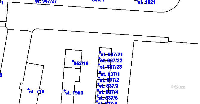 Parcela st. 837/21 v KÚ Prachatice, Katastrální mapa