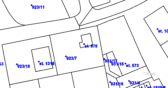 Parcela st. 878 v KÚ Prachatice, Katastrální mapa