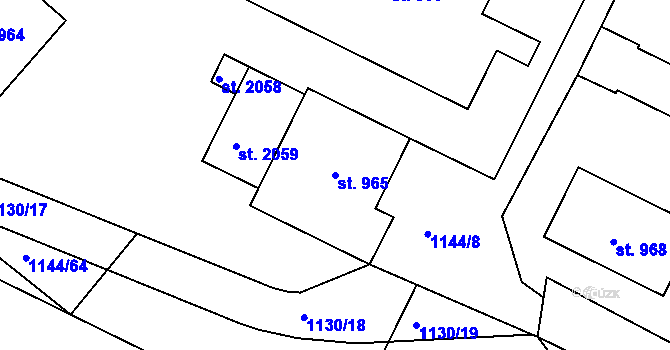 Parcela st. 965 v KÚ Prachatice, Katastrální mapa