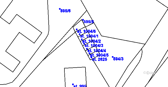 Parcela st. 1004/3 v KÚ Prachatice, Katastrální mapa