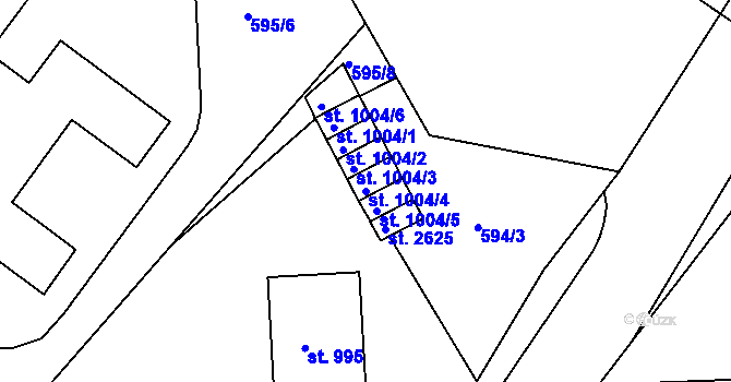 Parcela st. 1004/4 v KÚ Prachatice, Katastrální mapa