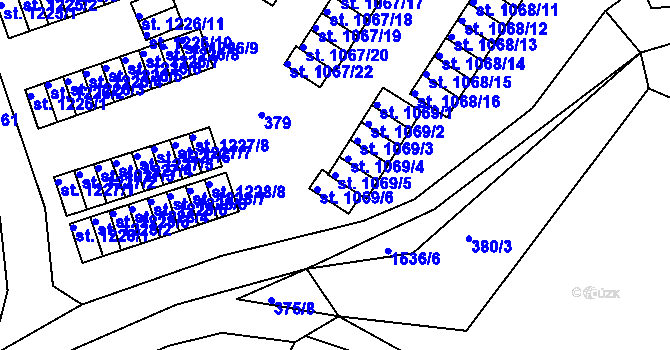 Parcela st. 1069/5 v KÚ Prachatice, Katastrální mapa