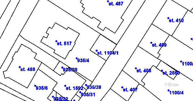 Parcela st. 1104/1 v KÚ Prachatice, Katastrální mapa