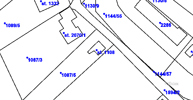 Parcela st. 1108 v KÚ Prachatice, Katastrální mapa