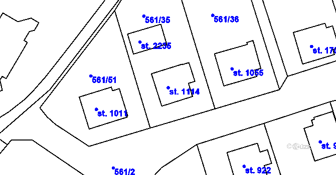 Parcela st. 1114 v KÚ Prachatice, Katastrální mapa