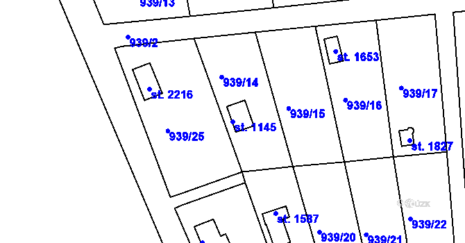 Parcela st. 1145 v KÚ Prachatice, Katastrální mapa