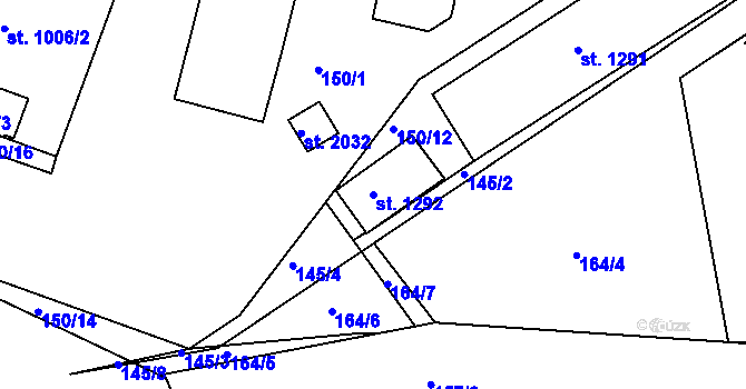 Parcela st. 1292 v KÚ Prachatice, Katastrální mapa