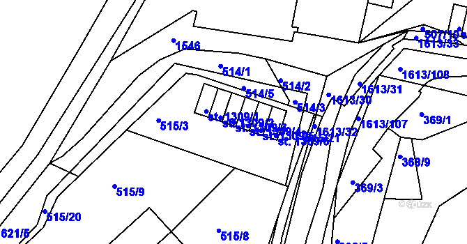 Parcela st. 1309/3 v KÚ Prachatice, Katastrální mapa