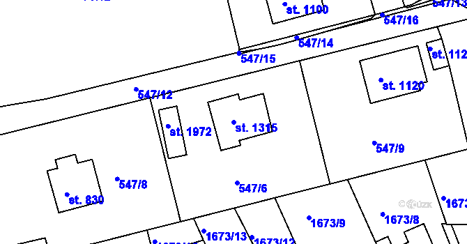 Parcela st. 1315 v KÚ Prachatice, Katastrální mapa