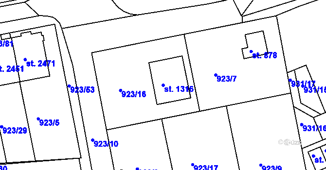 Parcela st. 1316 v KÚ Prachatice, Katastrální mapa