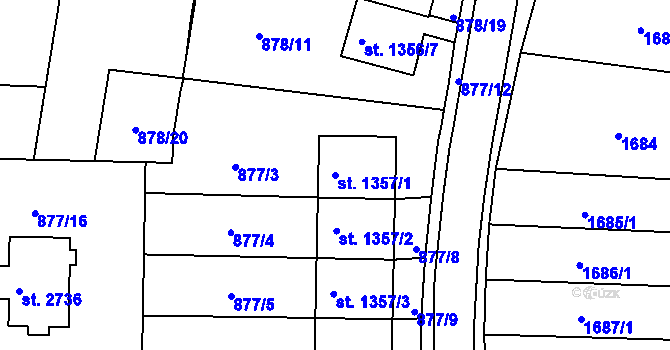 Parcela st. 1357/1 v KÚ Prachatice, Katastrální mapa