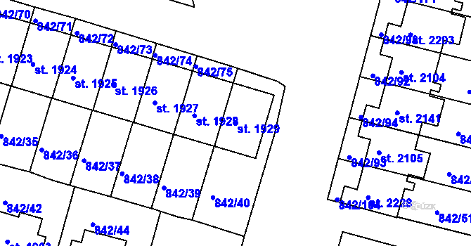 Parcela st. 1929 v KÚ Prachatice, Katastrální mapa