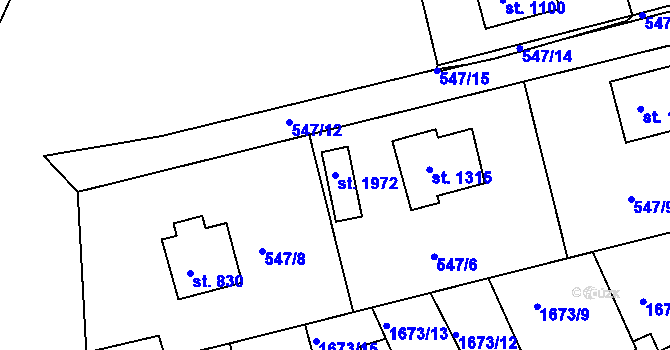 Parcela st. 1972 v KÚ Prachatice, Katastrální mapa