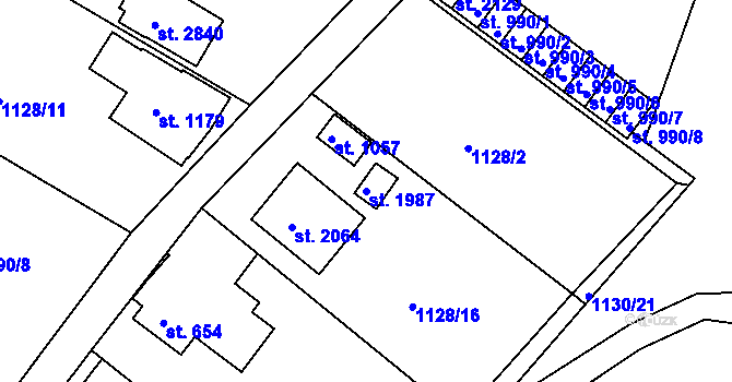 Parcela st. 1987 v KÚ Prachatice, Katastrální mapa