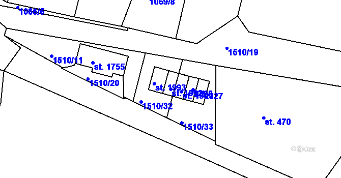 Parcela st. 1992 v KÚ Prachatice, Katastrální mapa