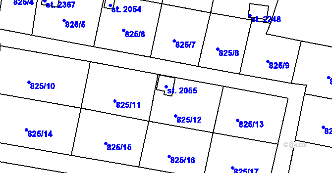 Parcela st. 2055 v KÚ Prachatice, Katastrální mapa