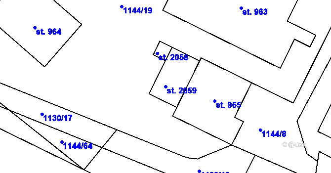 Parcela st. 2059 v KÚ Prachatice, Katastrální mapa
