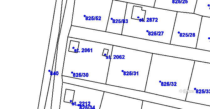 Parcela st. 2062 v KÚ Prachatice, Katastrální mapa