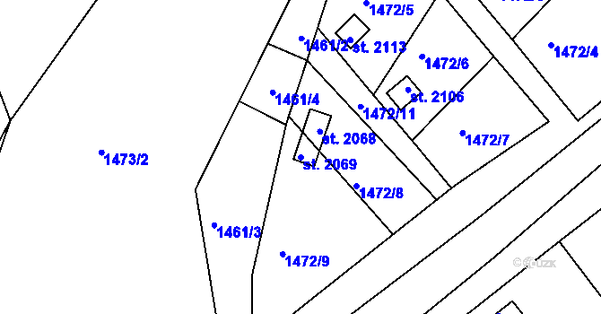 Parcela st. 2069 v KÚ Prachatice, Katastrální mapa