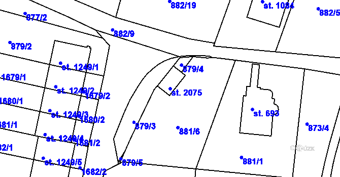 Parcela st. 2075 v KÚ Prachatice, Katastrální mapa