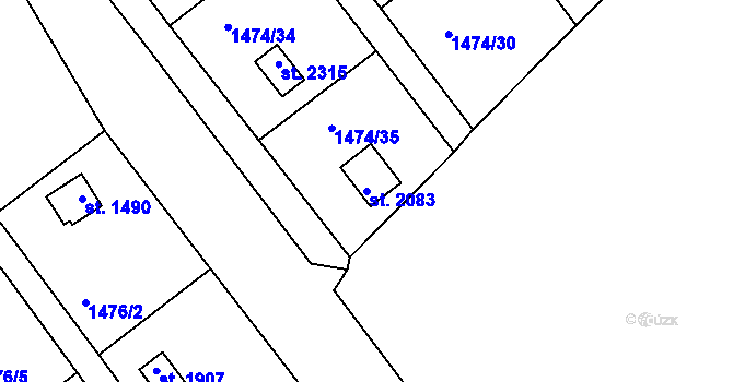 Parcela st. 2083 v KÚ Prachatice, Katastrální mapa