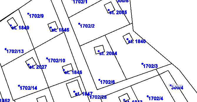 Parcela st. 2084 v KÚ Prachatice, Katastrální mapa