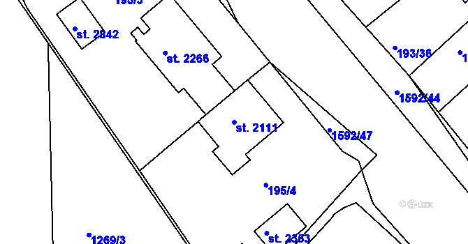 Parcela st. 2111 v KÚ Prachatice, Katastrální mapa
