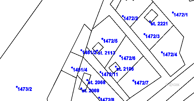 Parcela st. 2113 v KÚ Prachatice, Katastrální mapa
