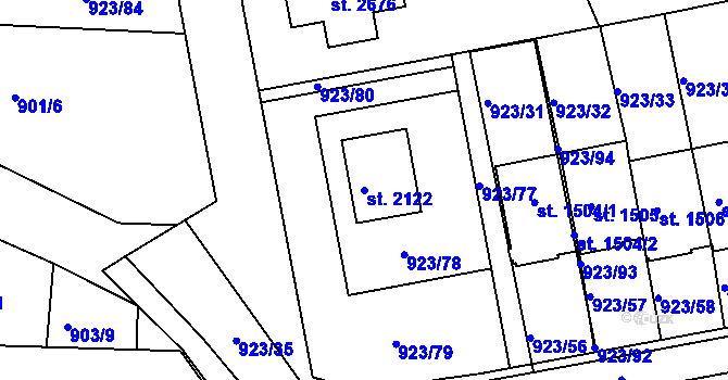 Parcela st. 2122 v KÚ Prachatice, Katastrální mapa